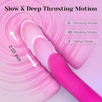 Image showcasing the 2.36 Deep Throat Sex Machine with details on slow and deep thrusting motion and modes.