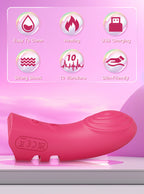 10 Vibration Modes Heated Finger dildo showcasing features like heating, USB charging, and strong shock.