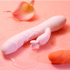 Thrusting Rabbit Vibrator  pink  with Heating, Waterproof, 5  Modes