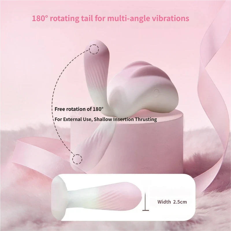 Pink Bunny 180 Rotating Tail Sucking Vibrator showcasing 180° rotating tail for multi-angle vibrations, suitable for external use.