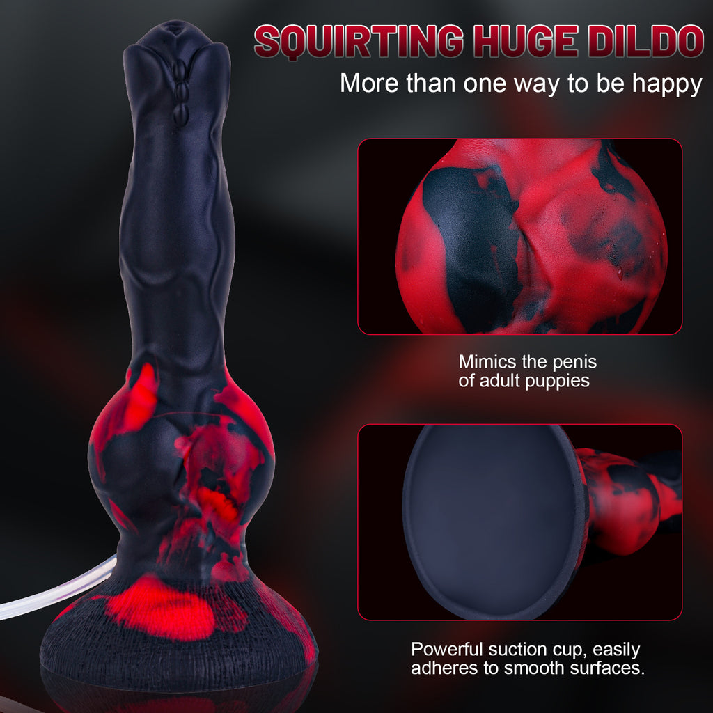 Silicone Ejaculating Fantasy Dildo with 2 Knots for  Anal Use