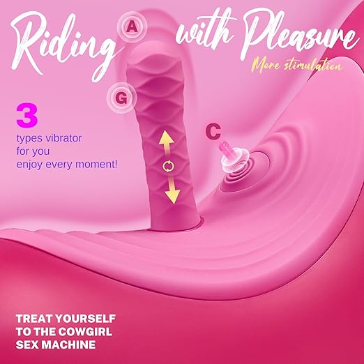 Remote Control Rotating Thrusting Ride-On Vibrator with three types for enhanced stimulation and pleasure.