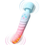 Blue Pink Gradient Heating Dildo Wand – 7 Vibration Modes with a soft silicone design and heating feature.