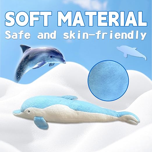 Dolphin Plush Thrusting Dildo Vibrator highlighting soft material and skin-friendly features.