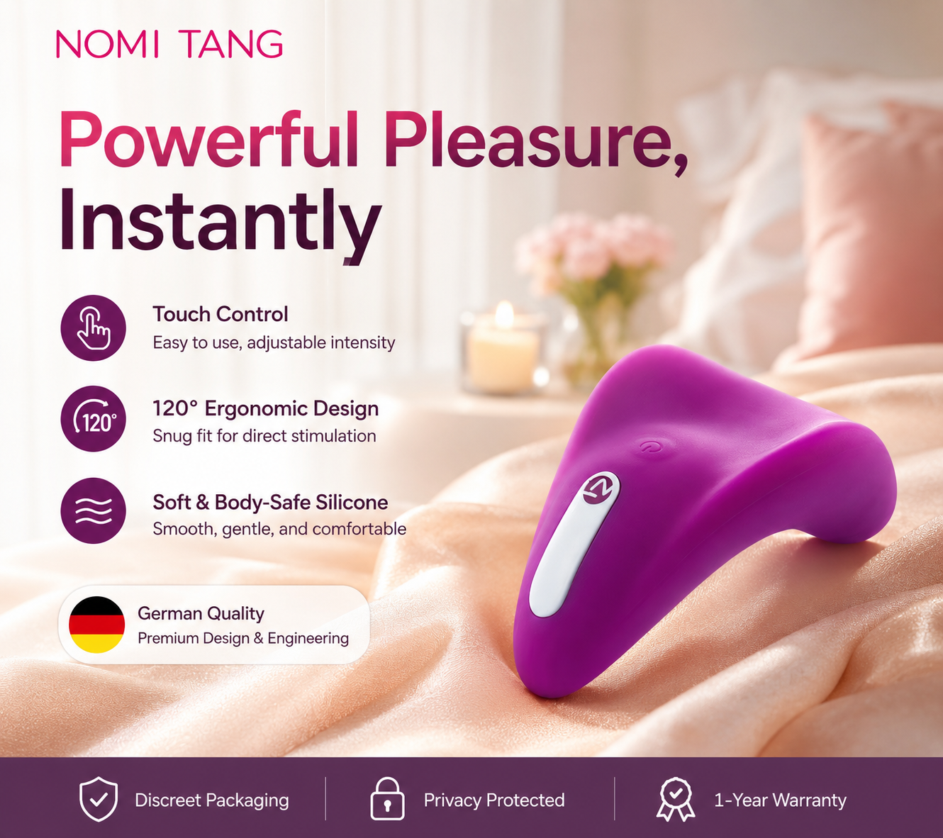 Wearable Clitoral Vibrator, 8 Modes, Waterproof - Better Than Chocolate 2