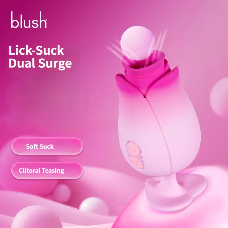 Tulip 10 Lick IPX7 Silicone Bio Tongue in pink with soft suck and clitoral teasing features.