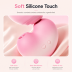 APP Heart Suction Vibrator showing soft silicone touchpoint for gentle comfort and rounded surfaces.