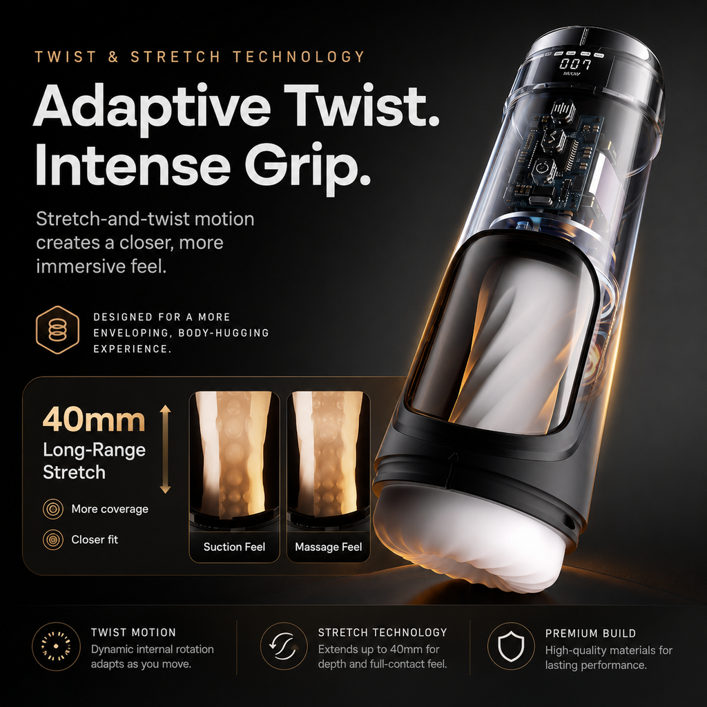 Automatic male masturbator with adjustable thrusting movement