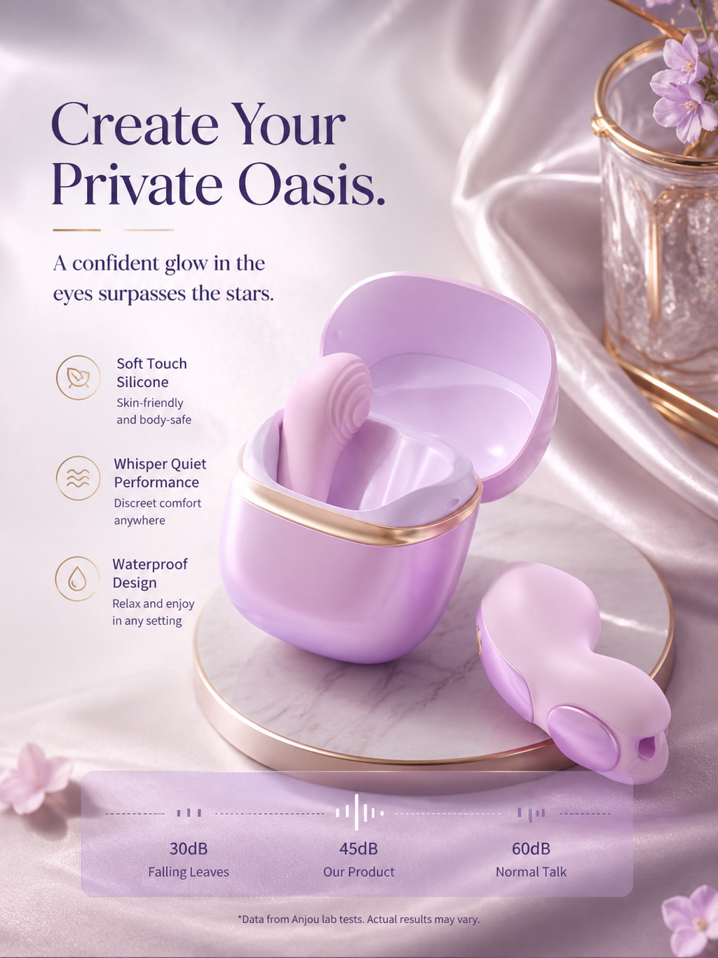 Detachable Suction app Vibrator with portable charging case on a decorative surface.