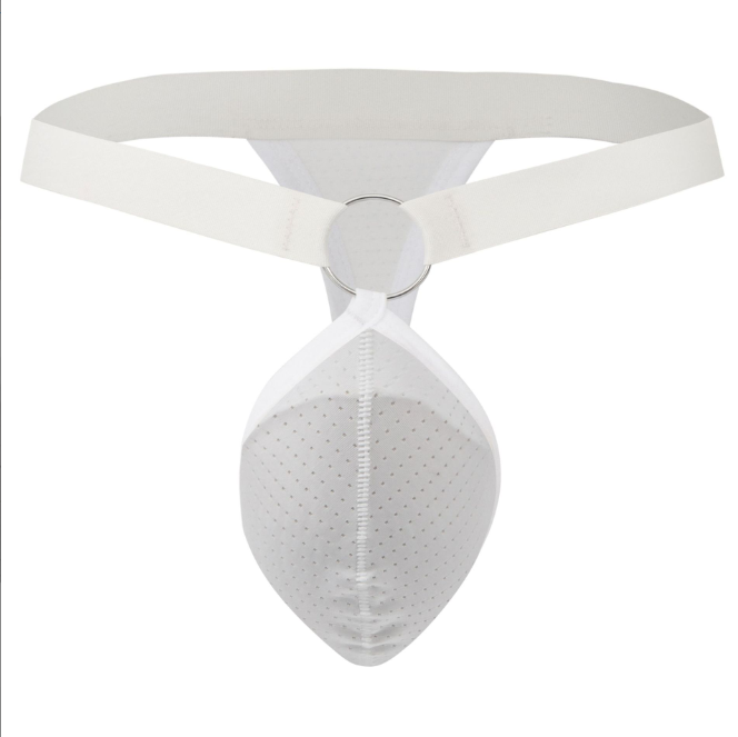 Men’s Low-Rise Mesh Thong -white