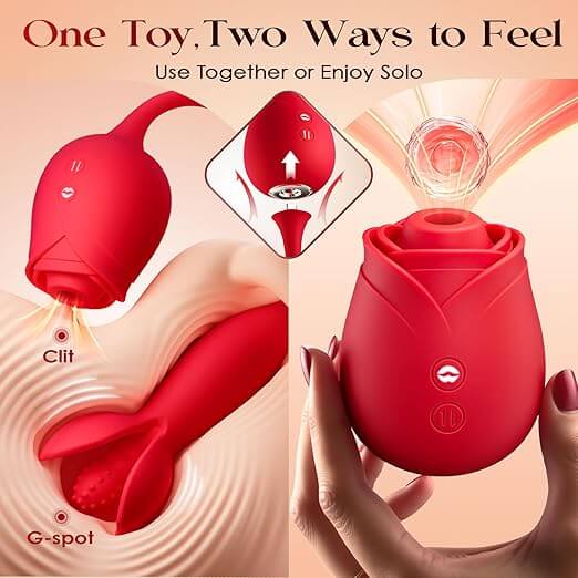 Rose Toy App Couple Vibrator - 2-in-1 design for clitoral and G-spot 