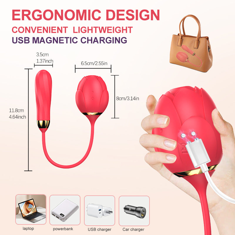 G-spot vibrator rose-shaped : Stimulates the G-spot and clitoris with suction