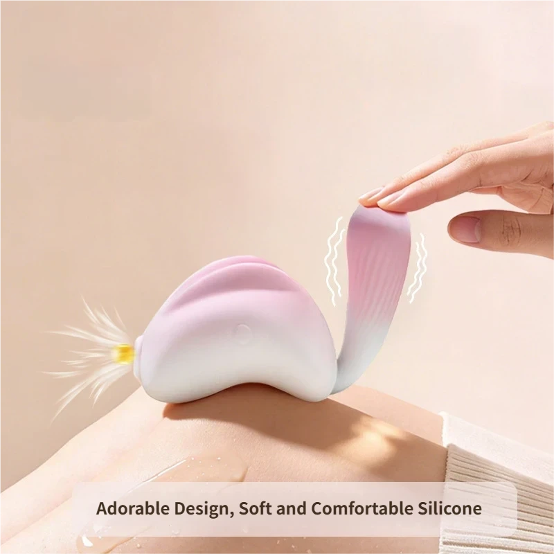 Pink Bunny 180° Rotating Tail Sucking Vibrator with soft silicone design, showcasing its adorable and flexible features.