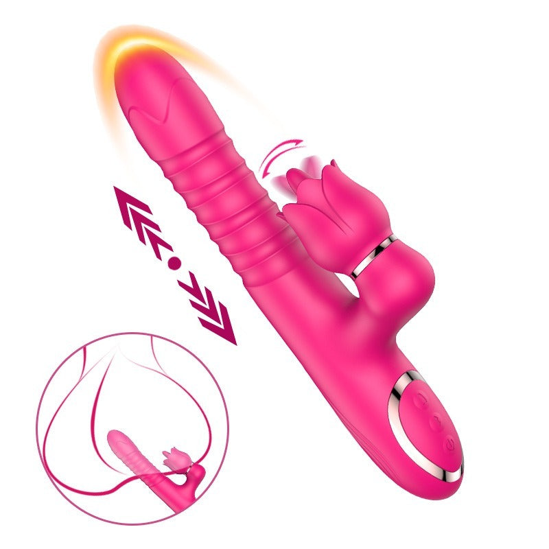 Double headed super strong dildo vibrator, female masturbation orgasmic stick, extendable tongue, licking adult toy.