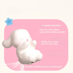 white kawaii bunny vibrator showing 7 speed vibration feature