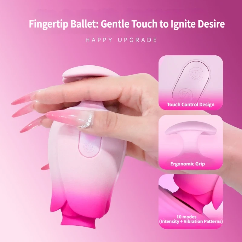 Fingertip Ballet: Gentle Touch to Ignite Desire with ergonomic grip and touch control design, showcasing product features and user experience.