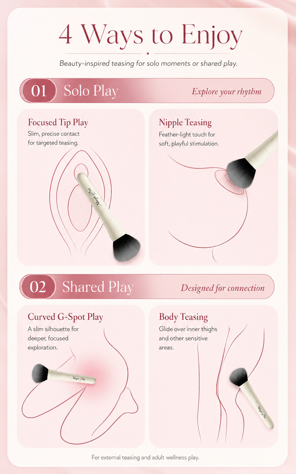 Soft bristle head detail on discreet makeup brush vibrator with detachable design