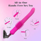 All-in-One Hands-Free Sex Toy with G-spot, Clit, and Anal stimulation features, designed for pleasure and convenience.
