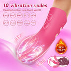 10 Vibration Modes Heated Finger dildo showcasing heating function, ergonomic design, and vibration settings.
