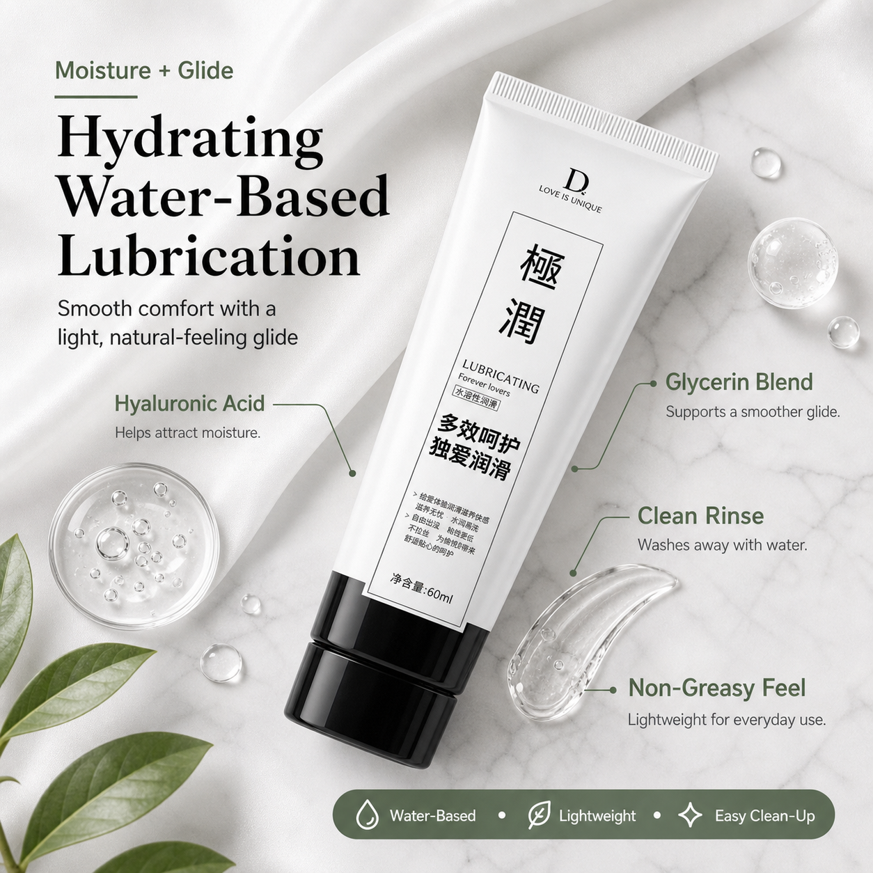 Water-Based Lubricant for Couples, Long-Lasting with Hyaluronic Acid