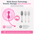 Multi-Sensor Technology comparison image showing Kegel device with enhanced feedback features.