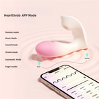 App Controlled Thrusting Wearable Vibrator features in pink-white ombre with heartthrob app mode options.