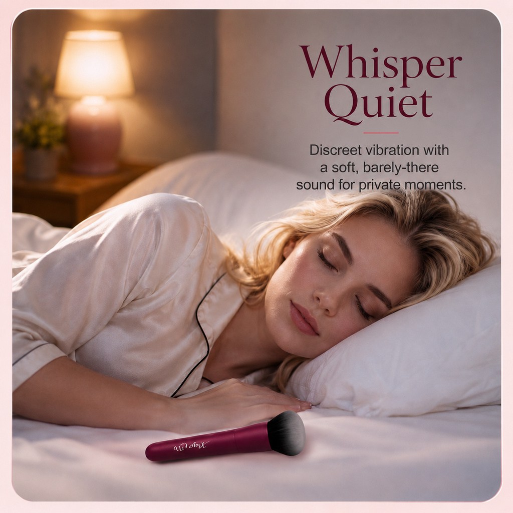 Compact makeup brush vibrator with soft brush head and lightweight travel-friendly profile