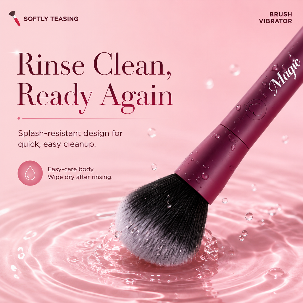 Ivory, burgundy, and black makeup brush vibrators shown in three color options