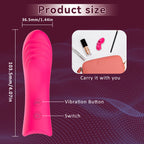 10 Vibration Modes Heated Finger dildo showcasing product size and design features.