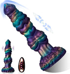 Realistic Big Dragon Monster with Iridescent Purple Teal Dildo - Thrusting Vibrating, featuring a unique swirl design.