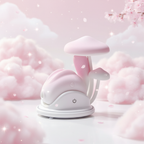 Pink Bunny 180 Rotating Tail Sucking Vibrator on a soft pink background with clouds and cherry blossoms.