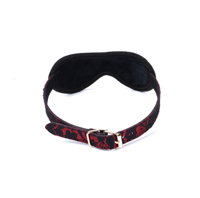 Red Lace Sexy Blindfold for Intimate Couples Foreplay with adjustable strap and soft lining.