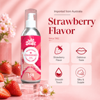 Wet Stuff Strawberry Edible Water Based Lube - Oral Safe with strawberry flavor and smooth texture in a vibrant design.