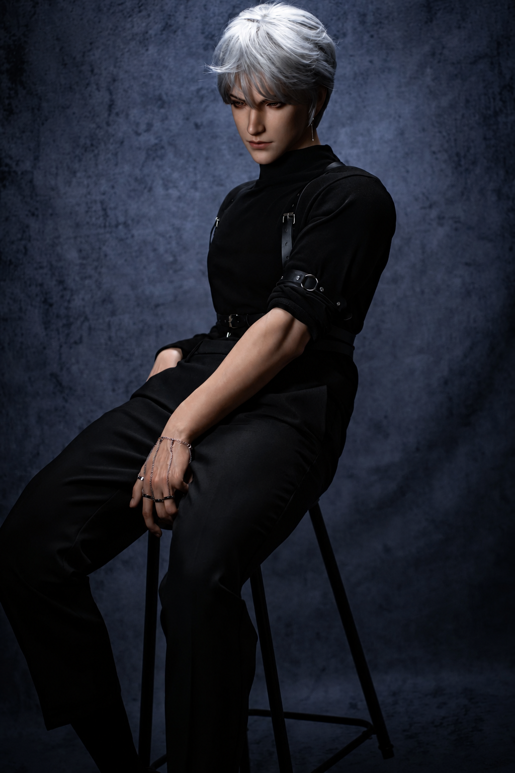 185cm Caucasian Silver-Haired Male Sex Doll with Gothic Style