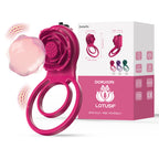 Rose Vibrating Couple’s Cock Ring with Dual Clit Flicker