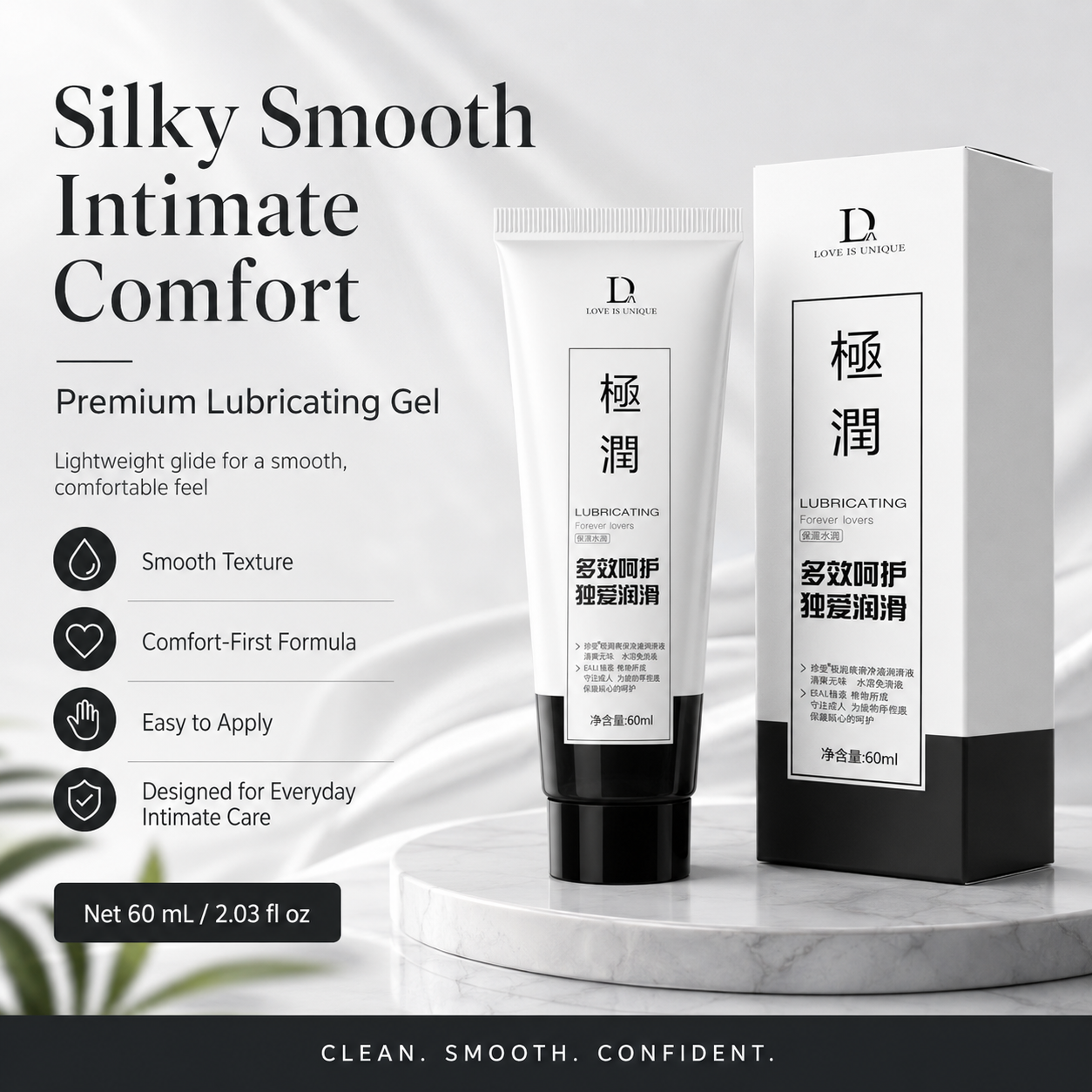 Water-Based Lubricant for Couples, Long-Lasting with Hyaluronic Acid