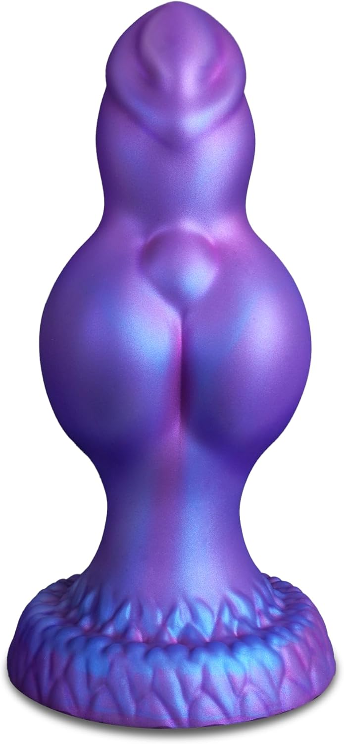 Thick Silicone Fantasy Knot Dildo in purple, designed for anal and G-spot pleasure.