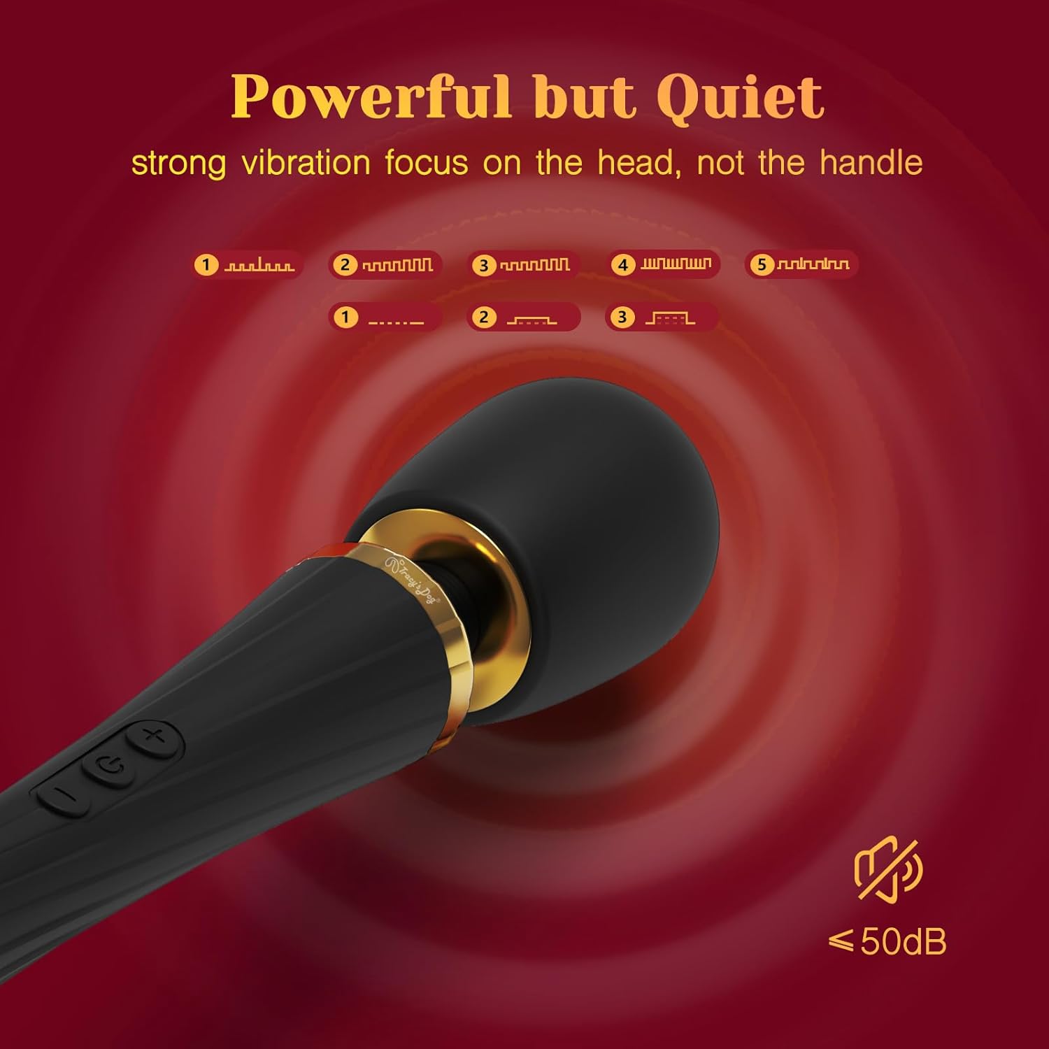 Wand Vibrator Kit with 4 Silicone Attachments, Cordless Massager with 3 Speeds & 5 Modes for Multi-Area Stimulation AM-001