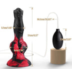 Silicone Ejaculating Fantasy Dildo with 2 Knots, measurements displayed for enhanced pleasure experience.
