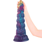 13 Large Silicone Fantasy Dildo with skull design, colorful, 13 inches long and sturdy suction cup base.