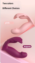 Butterfly Wearable Remote Internal Egg Vibrator shown in pink and burgundy colors with descriptive text.