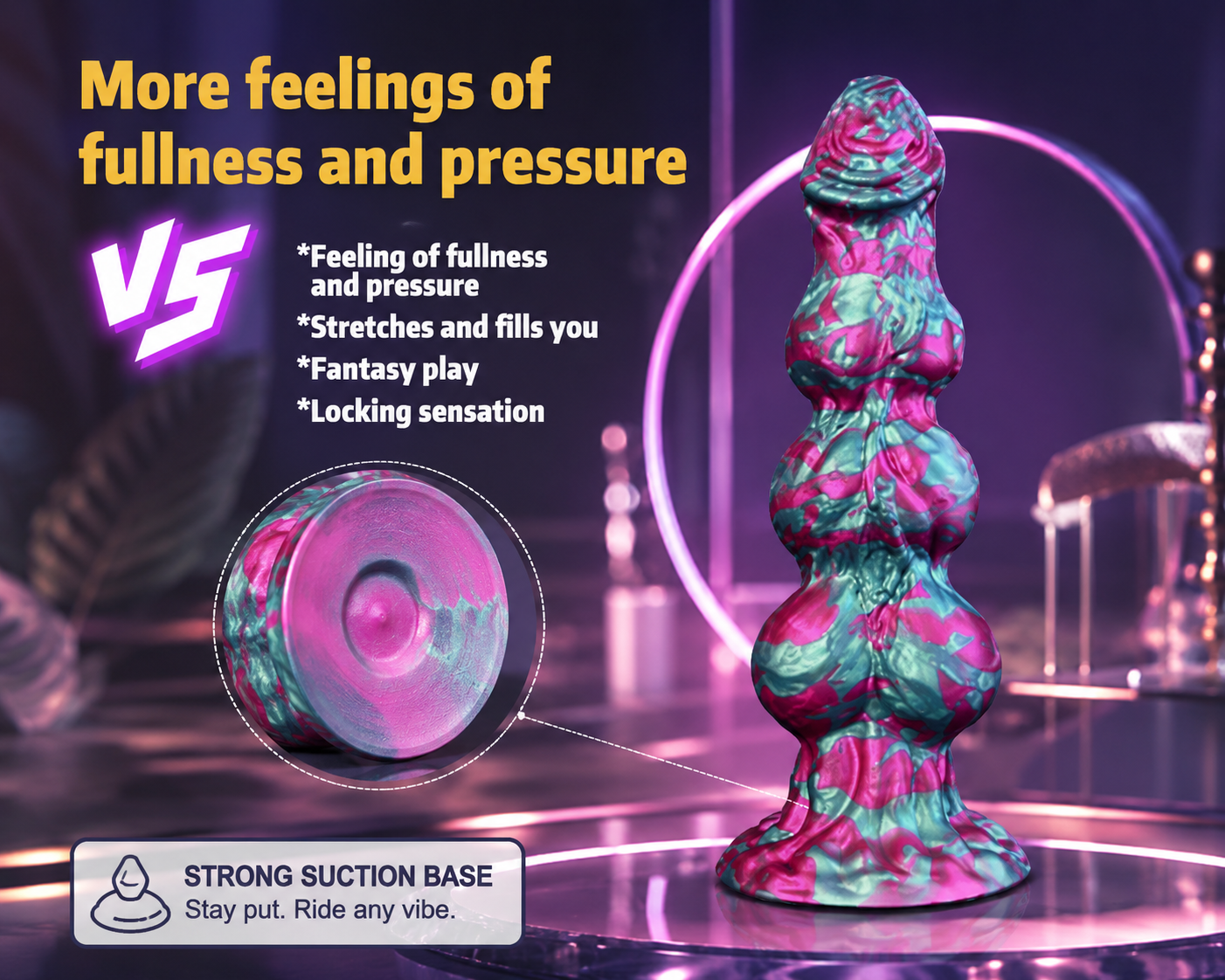 XL Silicone Fantasy Knot 8.5 inch Dildo with 3 Knots  for Anal Use