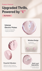Pink Shell Nipple Clamps feature diagram with pulse and vibration