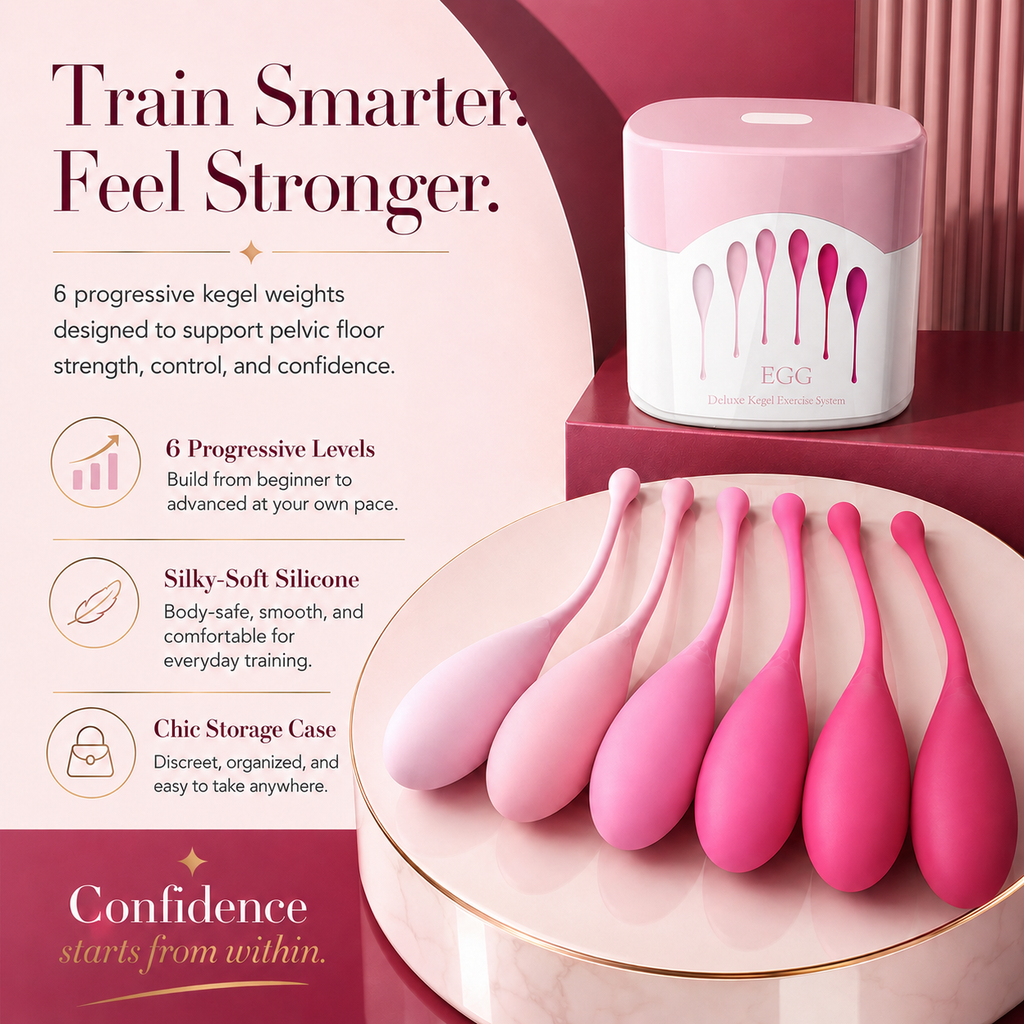 Six-stage pink Kegel training ball set with storage case