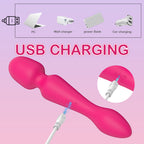 DC USB interface charging-Insertable Wand Vibrator with Dual Motors