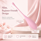  6-Stage Progressive Kegel Balls Slim pink Kegel training ball with size and comfort details