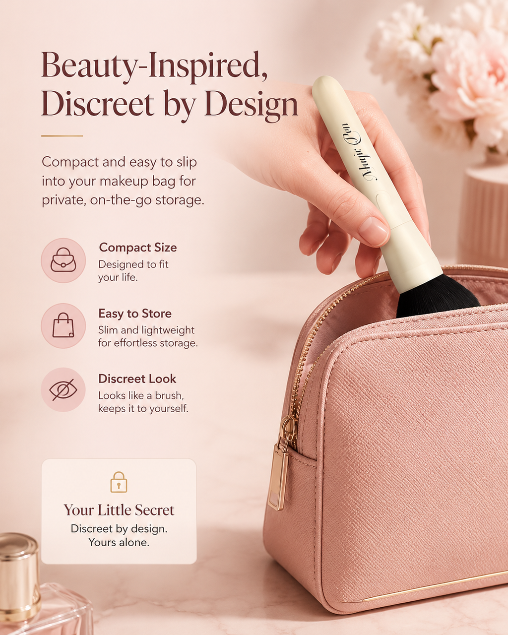Soft bristle makeup brush vibrator with smooth ABS body and ergonomic handheld design