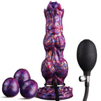 10 Inflatable Ovipositor Dildo with 4 colorful eggs and a suction cup for enhanced pleasure.