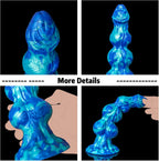 Thick Silicone Fantasy Knot Dildo with 3 knots displayed in multiple angles and colors for hands-free G-spot pleasure