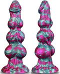 XL Silicone Fantasy Knot Dildo with 3 knots designed for G-Spot and anal use in vibrant colors.